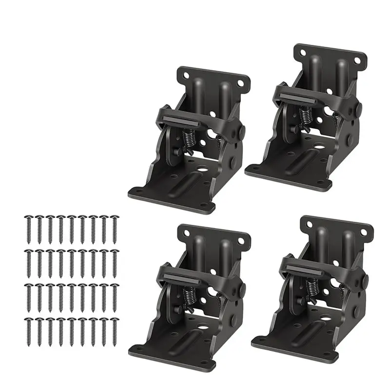 A21Q -4 Pack Folding Brackets, Self-Lock Hinge With Screws For Folding Table Legs, Lock Extension Support Bracket Bed Legs