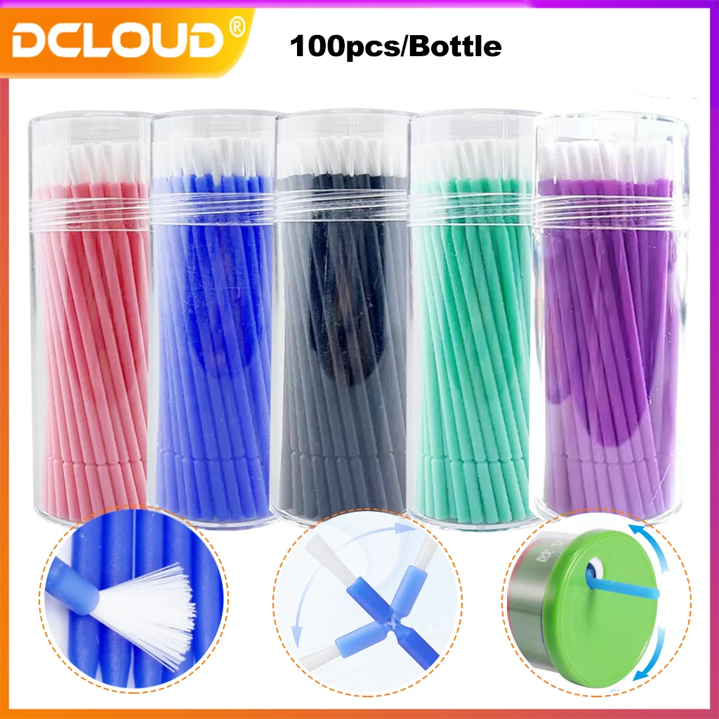 4Bottle Dental Disposable Micro Brushes Bendable Long Shank Applicators Brush Teeth Whitening Oral Dentist Cleaner Tools