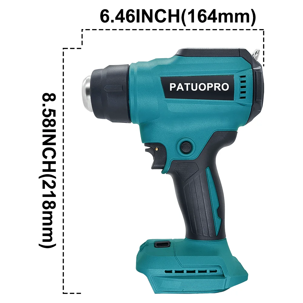 PATUOPRO Digital Display Heat Gun Adjustable Temperatures Hot Air Gun Thermal Shrink Wrapping Tool For Makita 18v Battery