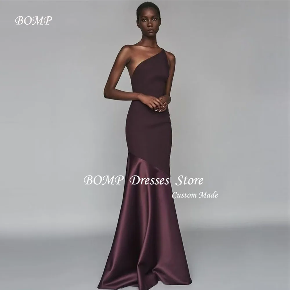 BOMP Modern Mermaid Evening Dresses patch One Shoulder Satin Floor length African Women Formal Party Dress Prom Gown Customized