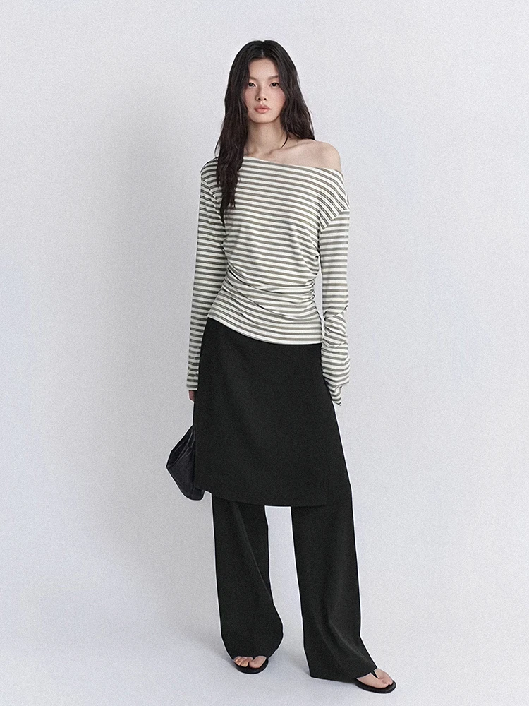 REDDACHiC Wikkelrok Zwarte Broek Vintage Koreaanse Solid Split Side Straight Wijde Pijpen Broek Casual Werk Minimalistische Dameskleding