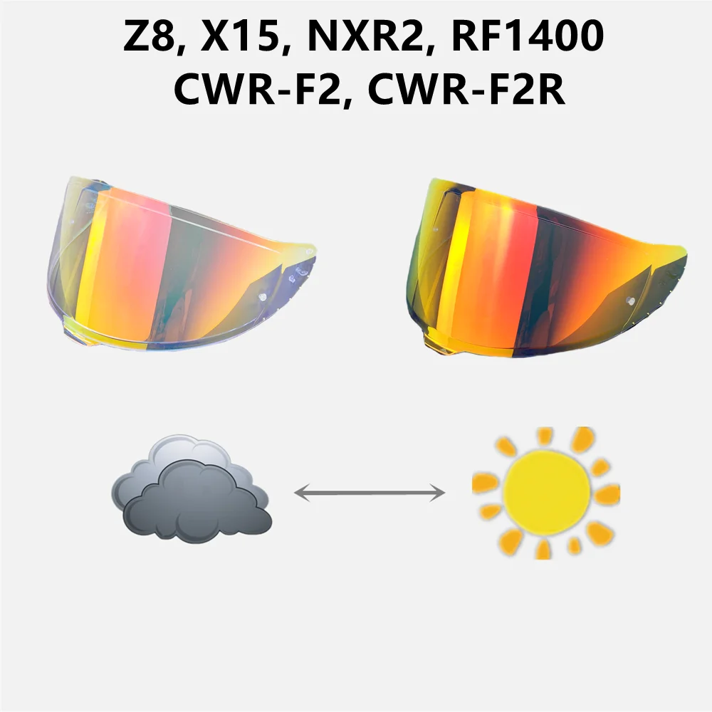 RF1400 عدسة فوتوكروميك ل SHOEI Z8 X15 RF1400 CWR-F2R NXR2 X-SPR PRO CWR-F2 خوذة قناع الملحقات عدسة استبدال UV قطع