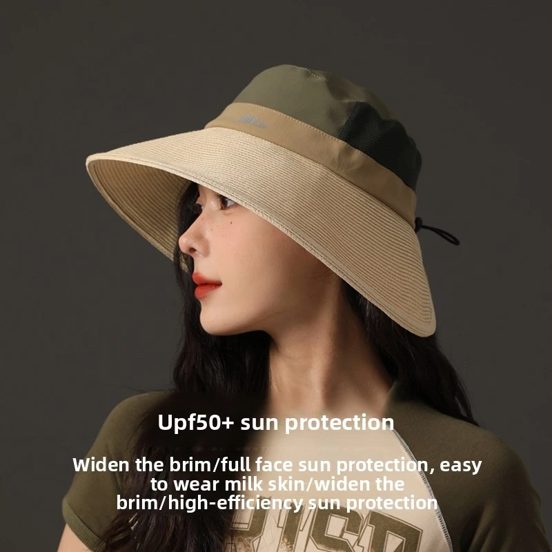 

imeSummer straw hat with a highend feel, sun protection hat, fisherman's hat, sunshade hat with large brim fully covers the face