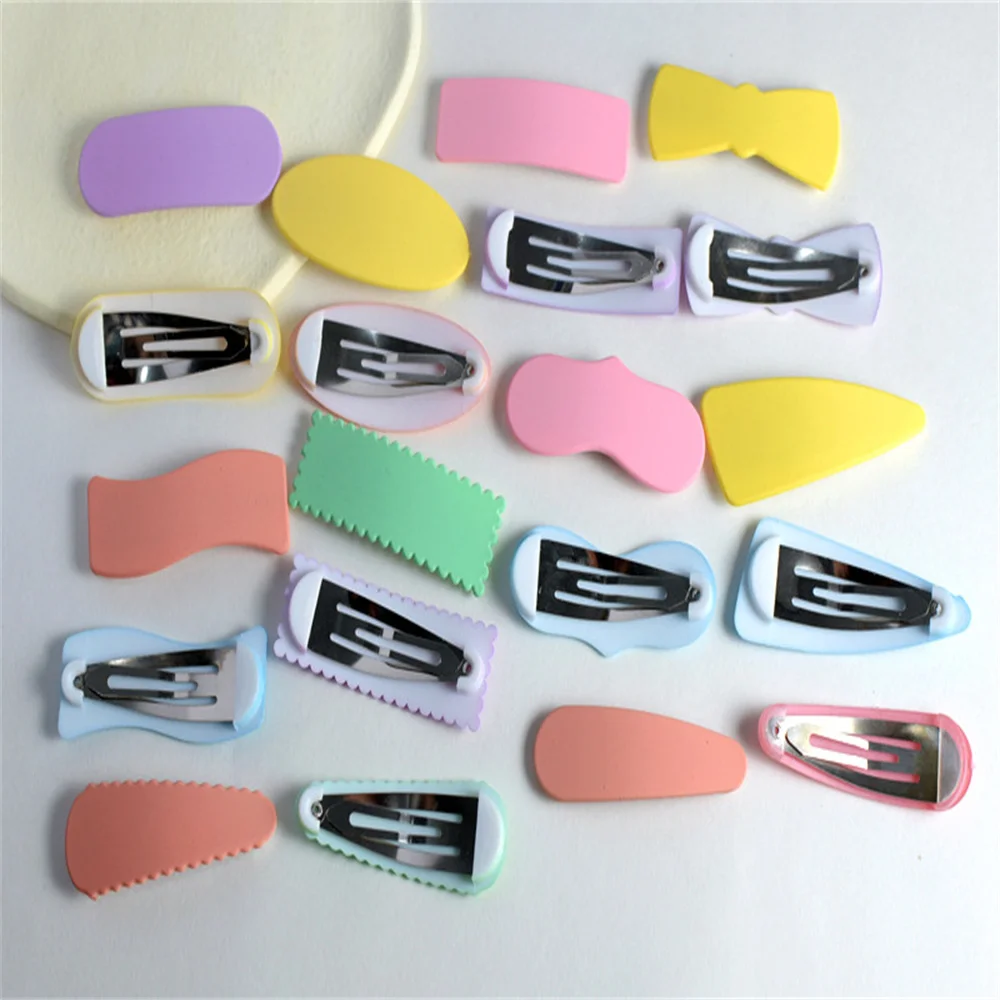 20Pcs Colorful Resin Hairpin Base DIY Handmade Material Girl Bow Barrette Jewelry Making Accessories Kid Hairclip Craft Supplies