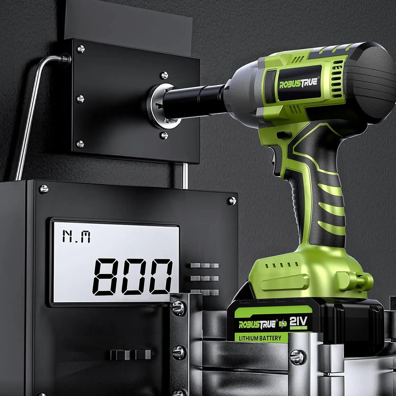 Cordless Impact Wrench, 590Ft-Lbs (800N.M) Brushless 1/2 Inch Impact Wrench, 2500Rpm Max Torque Impact Gun, 2X 4.0Ah Battery,