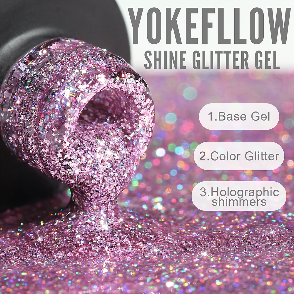 YOKEFELLOW 10ml Nail Gel Polish Purple Blue Grey Gypsophila Reflective Nail Gel Varnish Semi Permanent Soak Off Gel Polish