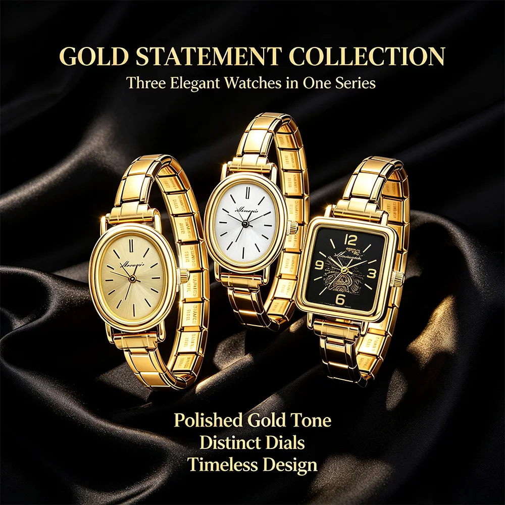 9MM DIY Charm Vintage Luxury Gold Ladies Italian Link Watch Stainless Steel Charm Band Daily Office Watch
