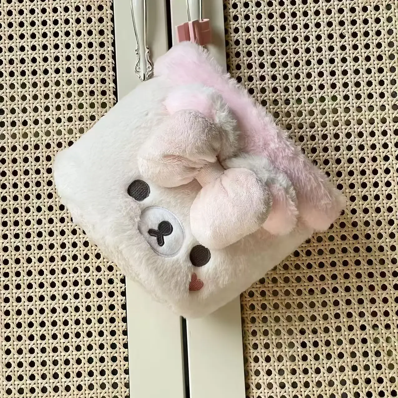 Dorm Room Storage Rilakkuma Hanging Bag Cute Korilakkuma Plush Organizer Soft Kawaii Caddy for Desk Cosmetics Storage Girl