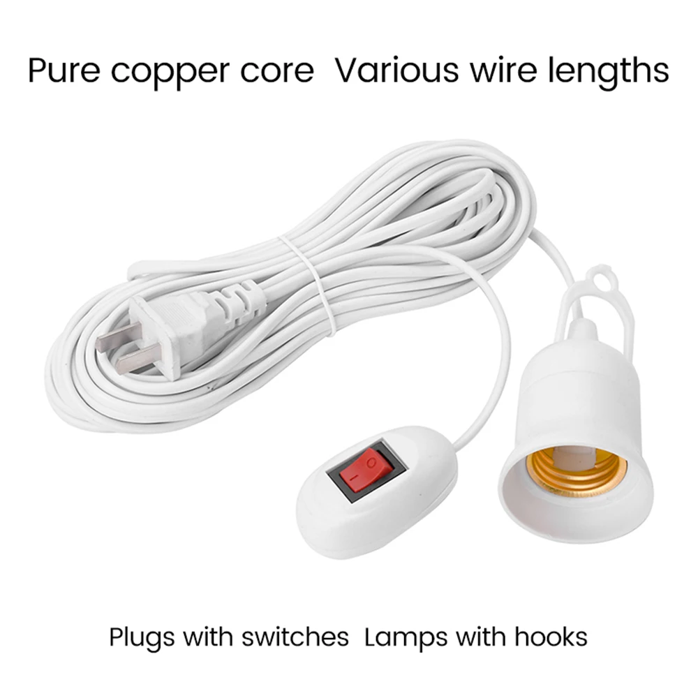 110-220V 10A E27 Screw Lamp Holder With Switch 3/5/8/10m Pure Copper Wire Core Extension Cord Bulb Socket Adapter