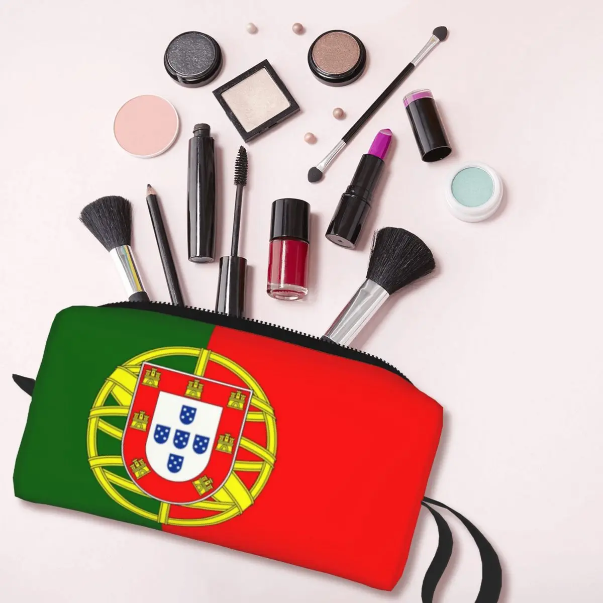 Custom Flag Of Portugal Toiletry Bag for Women Portuguesa Patriotic Makeup Cosmetic Organizer Ladies Beauty Storage Dopp Kit Box