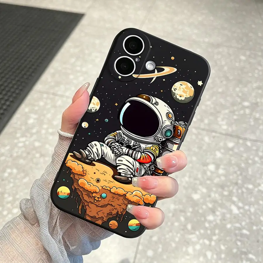 Planet Cartoon Astronaut Case for Apple iPhone 17 Pro Max 11 13 Mini X XS XR 7 8 15 Plus Air 12 17e 16e 14 16 Phone Cover view 2