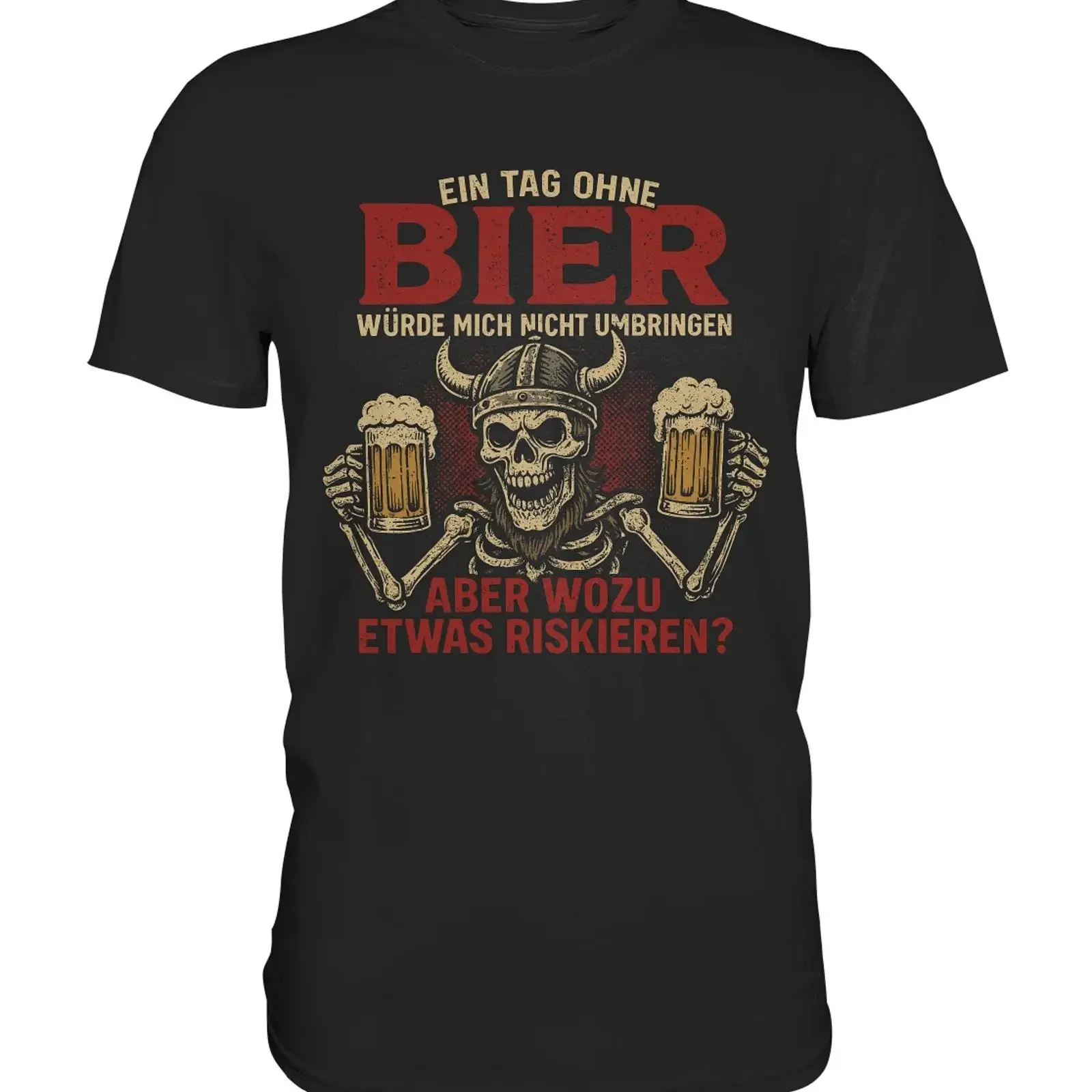 Bier Skelett Wikinger T Shirt Lustige Sauf Sprüche Festival Kneipe Biertrinker vintage Washed Breathable Slightly