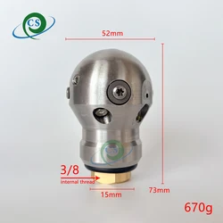 G3/8 Pressure sewer dredging washer nozzle sewage Rotating cleaner Ball jetter Warthog nozzle with Front 1 rear 3 Ceramic put-in