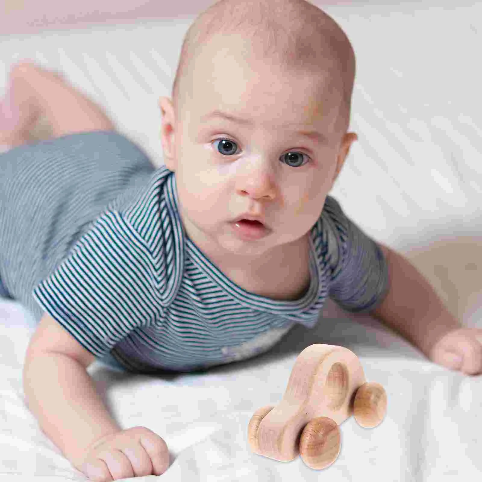 Poussette en bois de hêtre pour enfants, jouets de voiture, chariot à bûches, modèle à inertie, poignée à main pour bébé