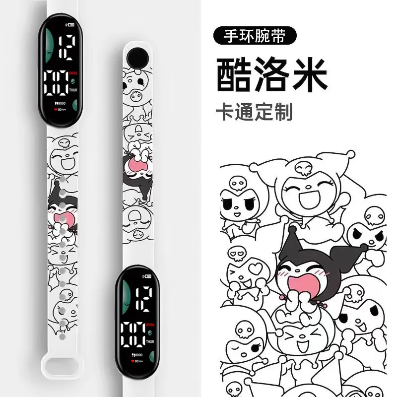 Accessories Pochacco Watch Kuromi Watches Cinnamoroll Electronic Clock Led Anime Figure Toy Student Children Gift Boy Kid