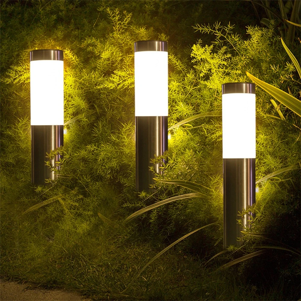 Imagem -03 - Cilíndrico Luz Solar Led Grande Impermeável Gramado Lâmpadas Caminho Pátio Jardim ao ar Livre Aço Inoxidável