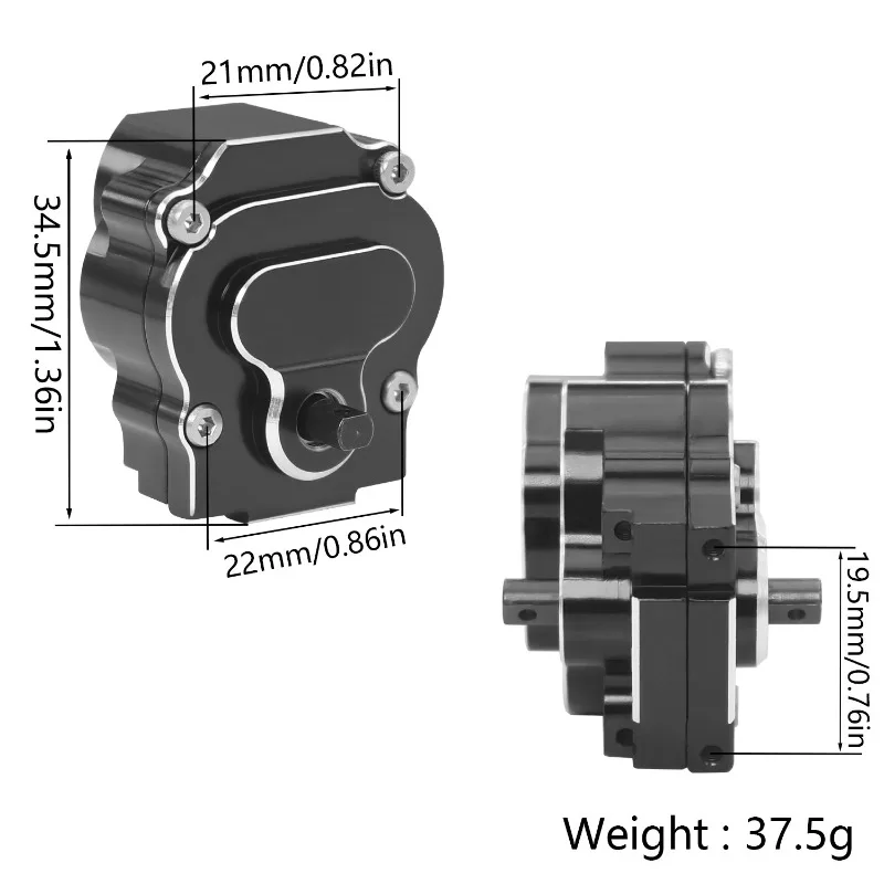 CNC Aluminum Transmission Gearbox Complete Set with Motor Gear for 1/18 Redcat Ascent-18