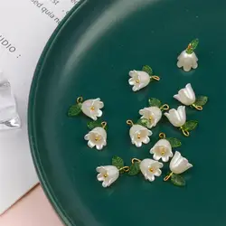 Convallaria Majalis 10 Pcs And Leaf 100 Pcs Handicraft Article Resin Plastic Material Jewelry Accessories Diy Fashion Pendant