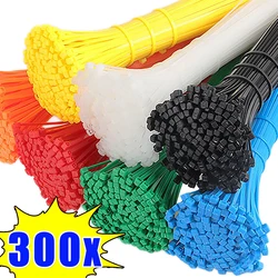 300/100Pcs Colorful Nylon Cable Ties Reusable Self-locking Cord Ties Straps Fastening Loop Plastic Wire Wrap Tie For Home Office