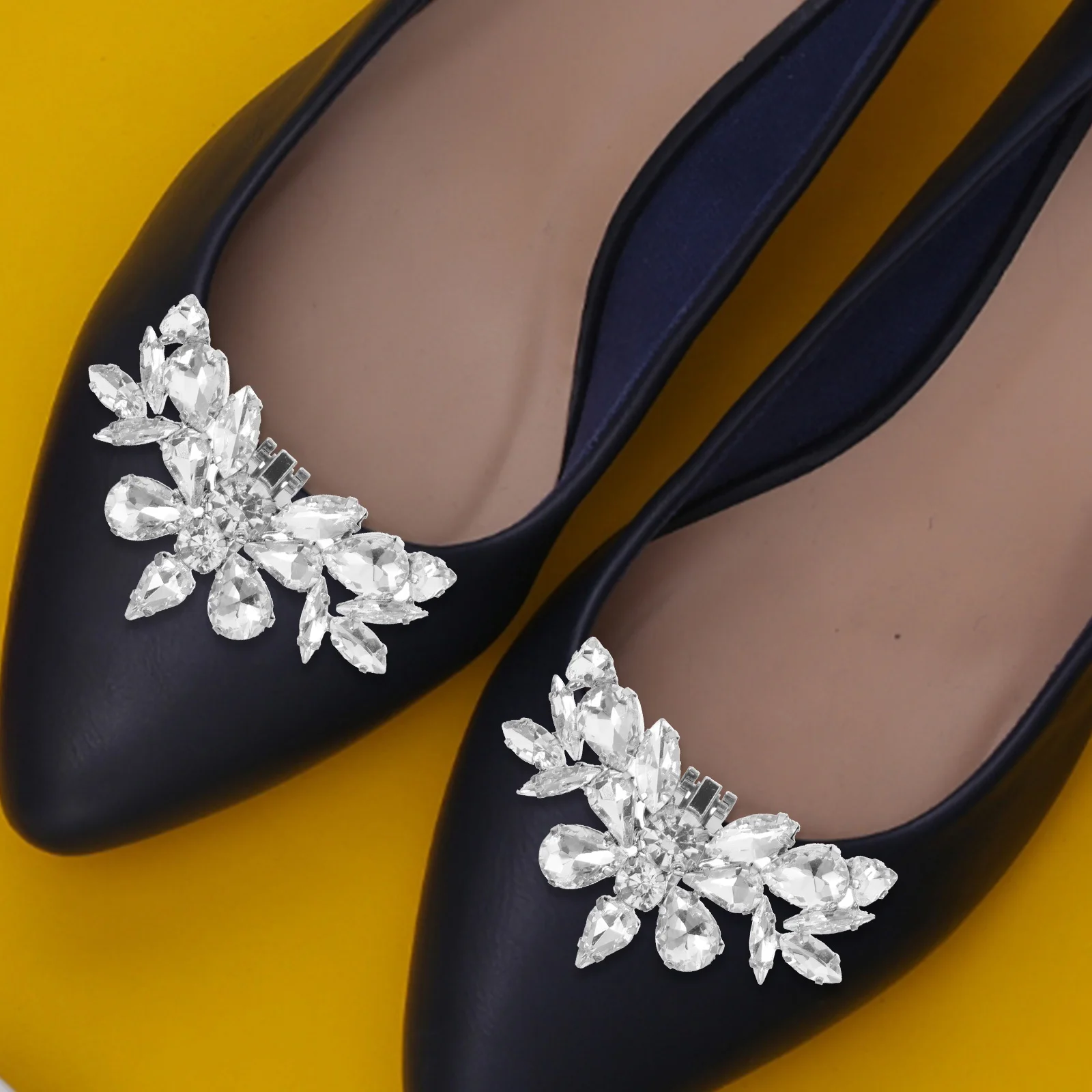 

1 Pair Rhinestone Clips Elegant Charms Removable Buckles Decoration Charms For Women Wedding Bridal Prom Accessories Decorative