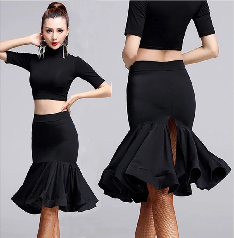 

Lady Latin Dance Skirt For Sale Black Cha Cha Rumba Samba Tango Latin Skirt For Dancing Practice Performamnce Dancewear