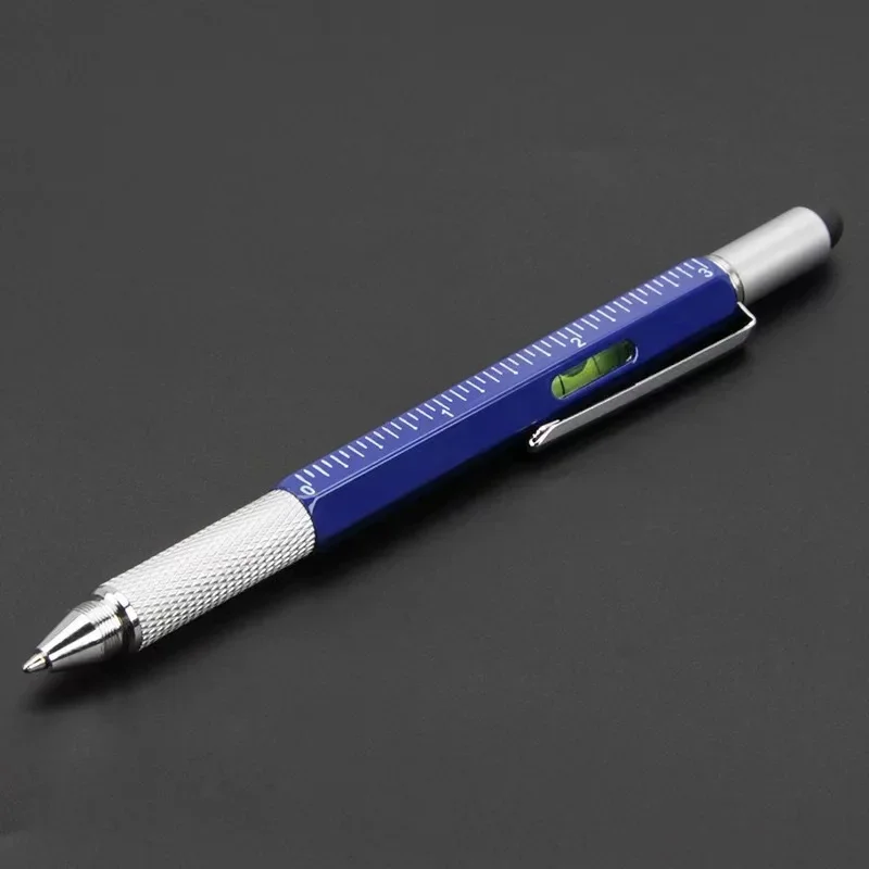 7-in-1 multifunctionele pen Touchscreen Stylus Capacitieve pen met schroevendraaier Liniaal Levelgauge Hervulbare balpenpotloodtool