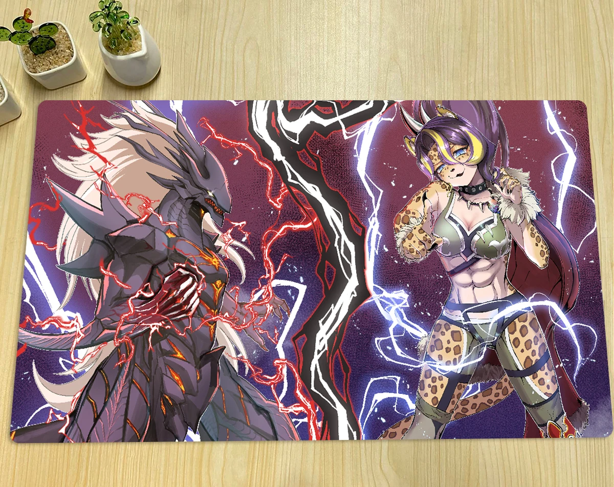 YuGiOh Playmat unicestwiona dusza Panthera & Kaiser Varius Mat TCG gra planszowa handlowa gra karciana mata podkładka pod mysz na zamówienie strefa