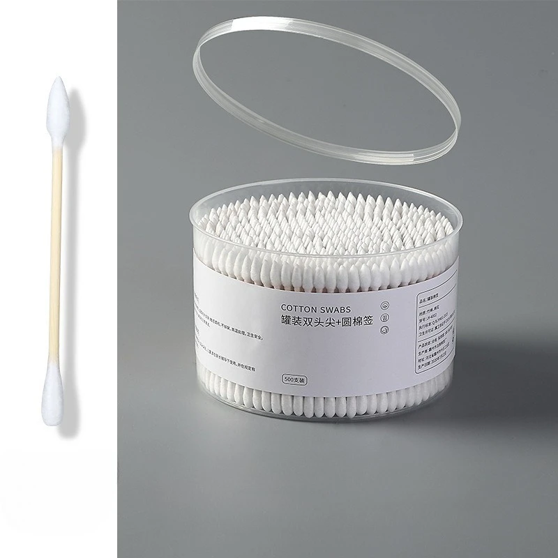 New 500PCS Disposable Cotton Swab Box with Double End Round Head for Makeup Makeup Removal Daily Cleaning Pet Care Multi-purpose