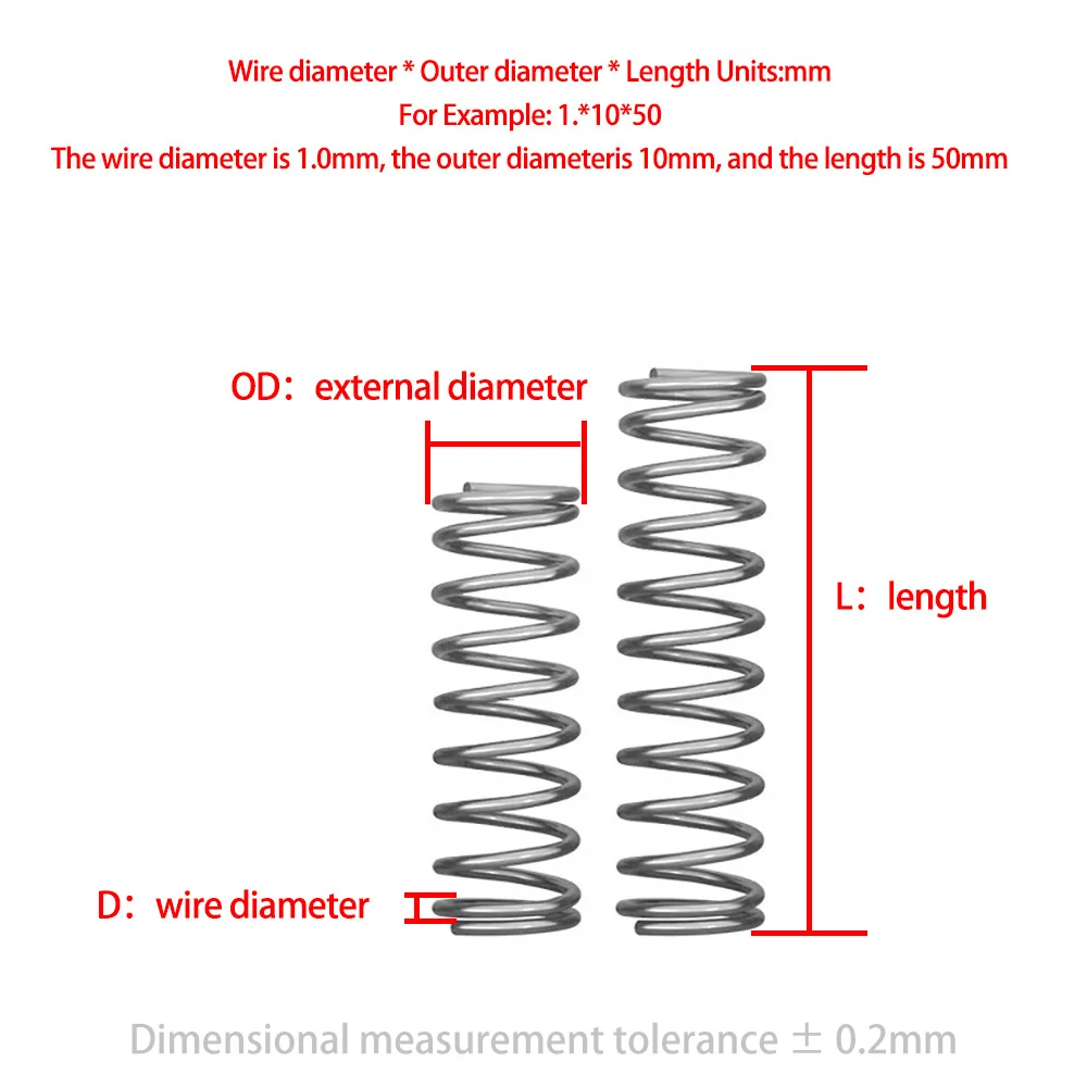 5Pcs 65Mn Compression Spring Diameter 1.8mm Cylidrical Coil Return Springs Release Pressure Spring diameter 10mm to 25mm