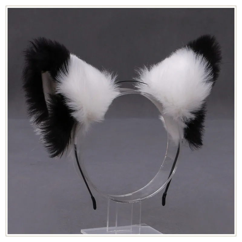 Bande de cheveux d'oreille de bête animale en fourrure pour filles, loup, chat, renard, peluche douce, accessoire Lolita, costume Cosplay Anime, Halloween, Noël