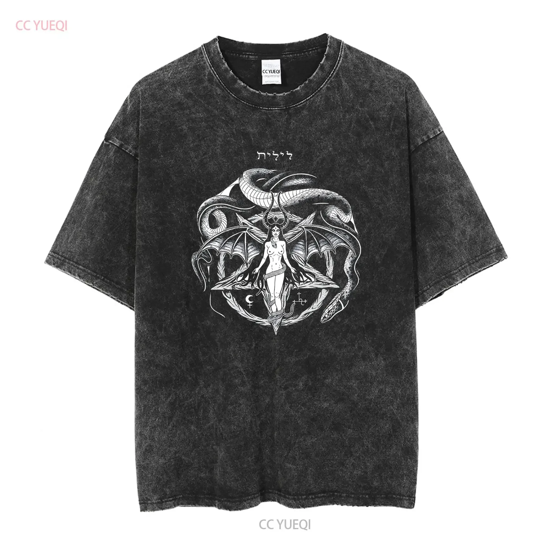NEW LIMITED Lilith Female Devil Pagan Ouroboros T Shirt long or short sleeves vintage Washed Slightly Unisex Versatile fashion