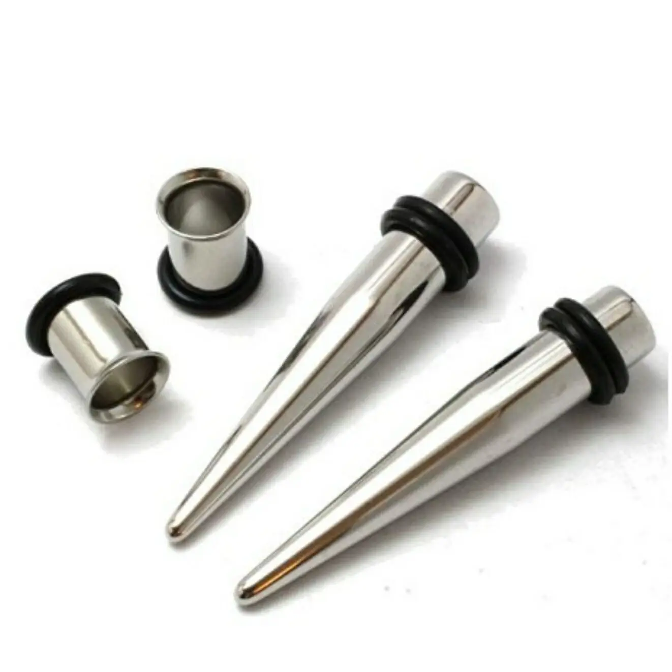 Stainless Steel Body Piercing Jewelry - 9mm Sharp Cone and 7mm Flare Ear Expander Set