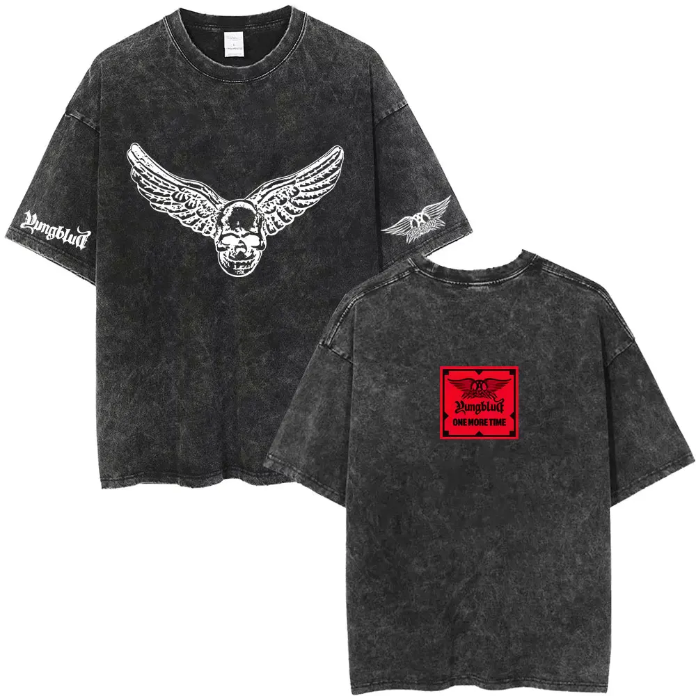 

Washed Vintage Rocker YUNGBLUD Skeleton Graphic T-shirt Men Women Casual 100% Cotton T Shirt Men's Hip Hop Oversized T-shirts