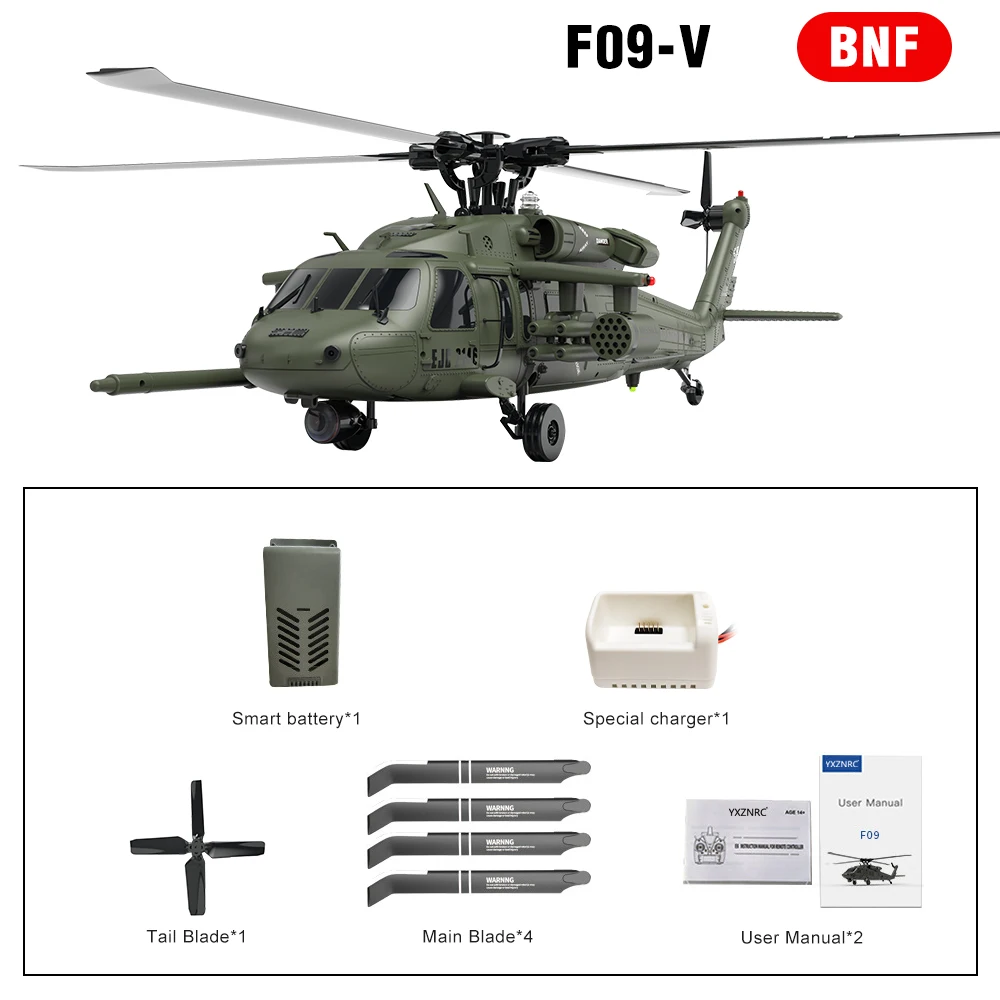 YXZNRC UH60 Black Hawk with 6-axis Gyro 2.4G 6CH 1:47 Scale Helicopter Model