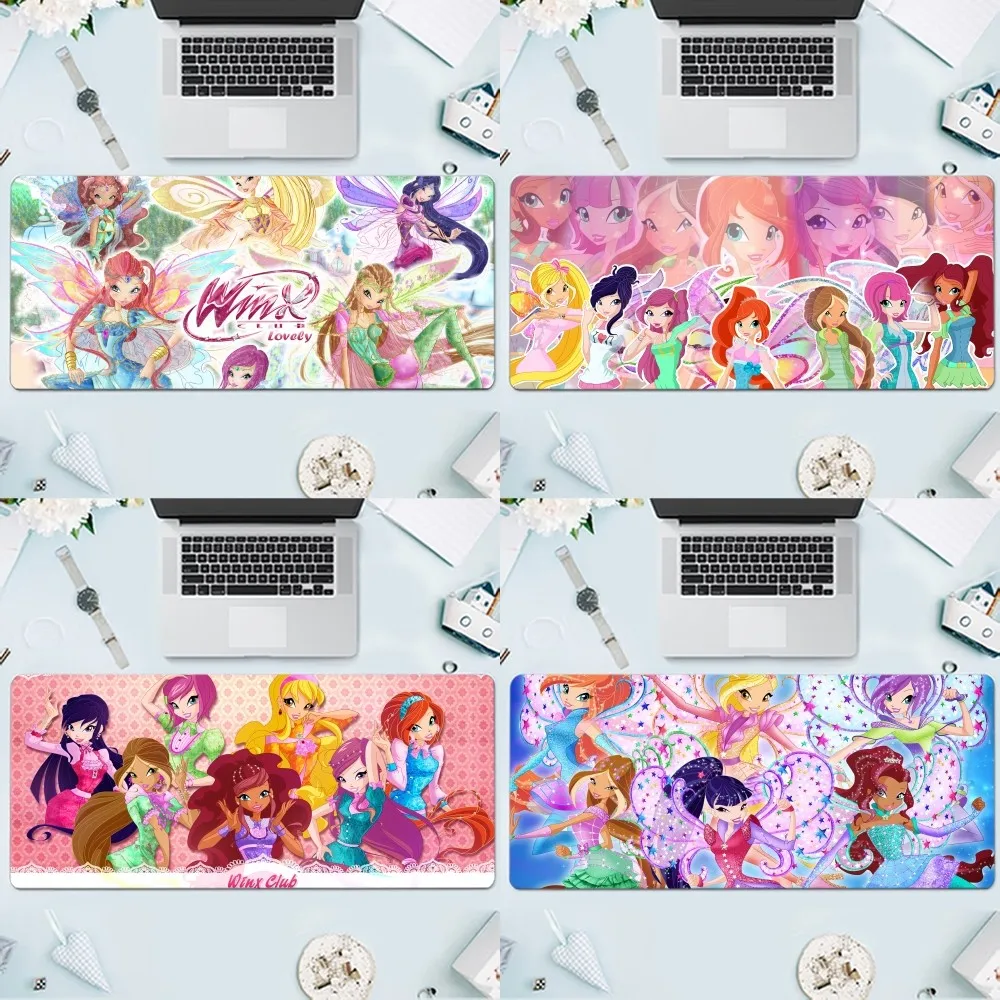 W-Winx แผ่นรองเม้าส์ลายการ์ตูนคลับแผ่นรองเมาส์และคีย์บอร์ดคอมพิวเตอร์สำหรับนักเล่นเกมขนาดใหญ่