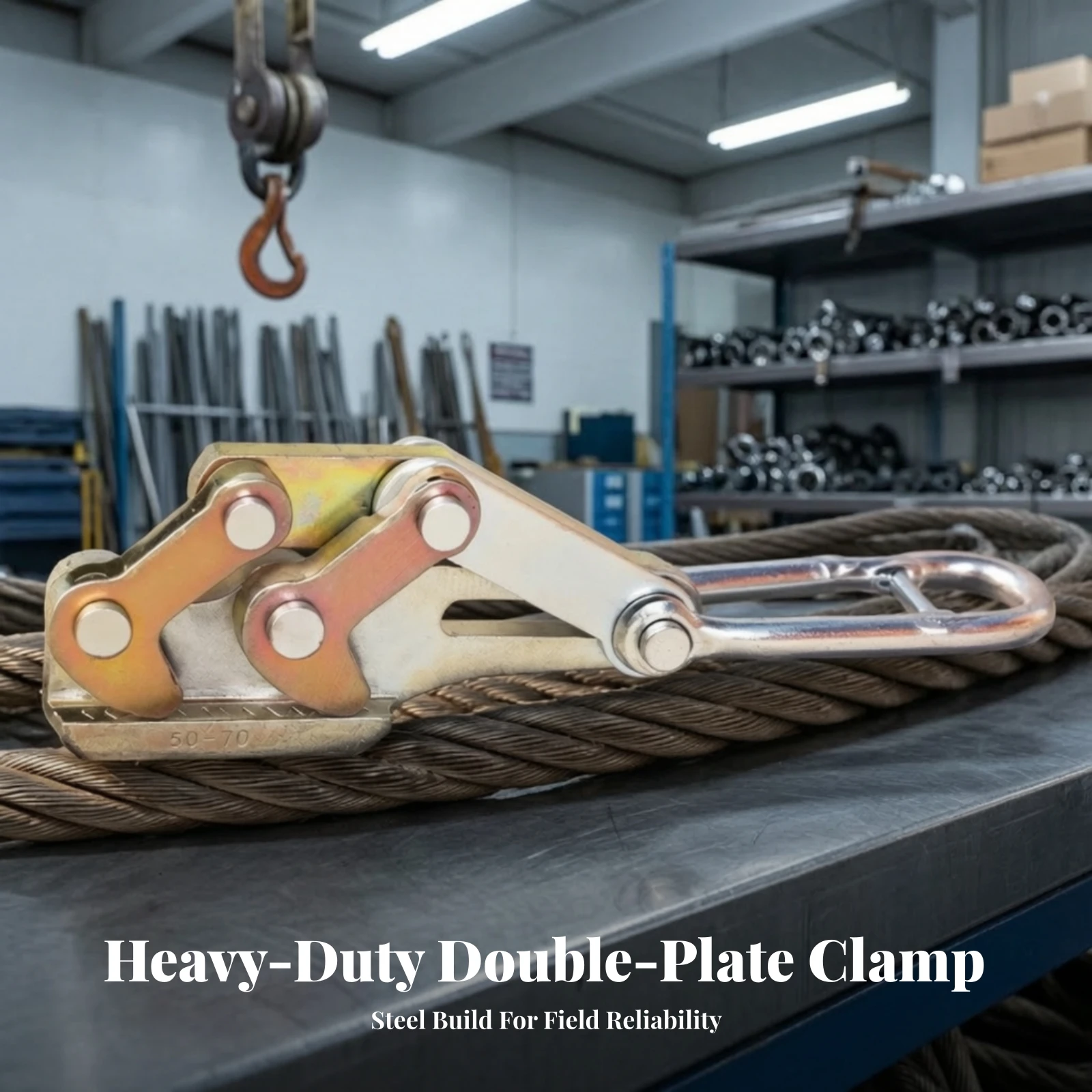 Double-Jaw Wire Grip Heavy-Duty Wire Rope Puller Cable Grip Durable Steel Cable Puller Stable for Linemen, Field Installation