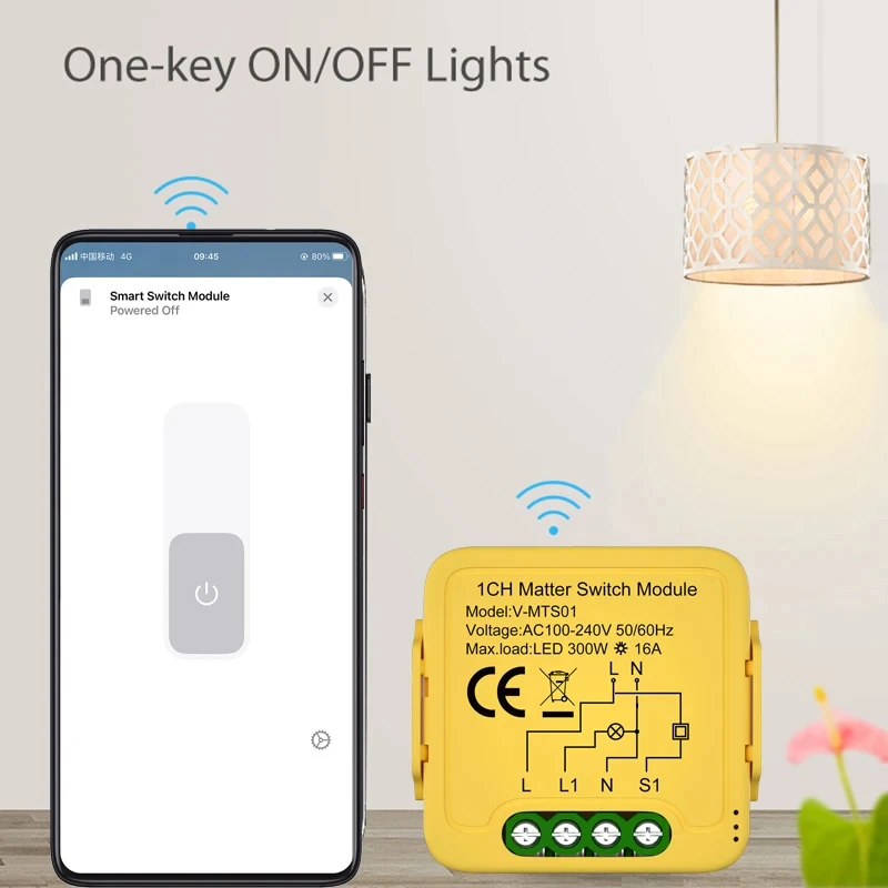 Matter WiFi Smart Switch Module Relay Circuit Breaker Smart Home Automation Collaborates with Homekit/Alexa/Google/smartTings