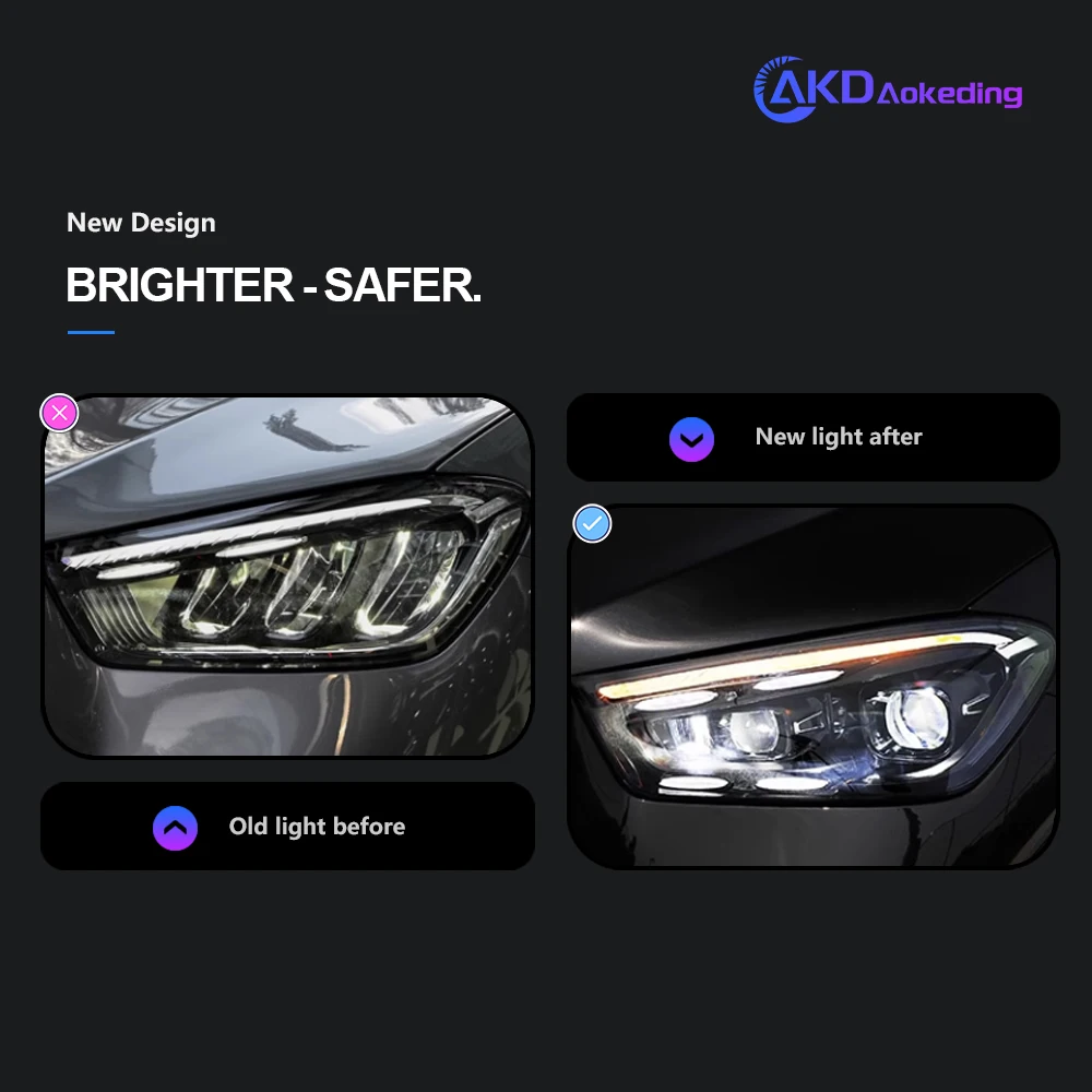 AKD Стайлинг автомобиля для Benz GLE W167 LED 2020-2024 Фара W167 DRL Противотуманная фара Сигнальный свет ближнего и дальнего света Проектор ангельских глаз