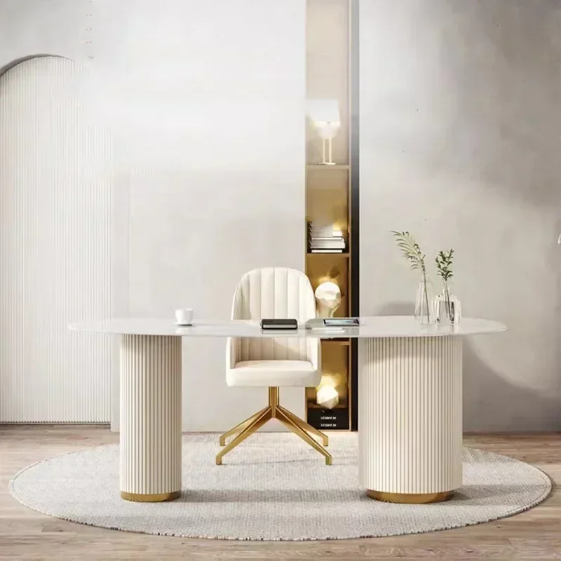Ergonomic Office Desk Letter Steel Modern Room Show Work Office Desks Modern White Tables Economic Ufficio Trendy Furniture