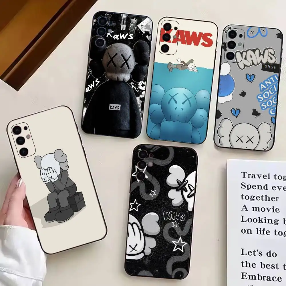 P-Pop Art Mixk K-KAWS Phone Case Black Silicone Soft For Samsung S25,S24,S21,S22,S23,S30,Ultra,S20,Plus,Fe,Lite