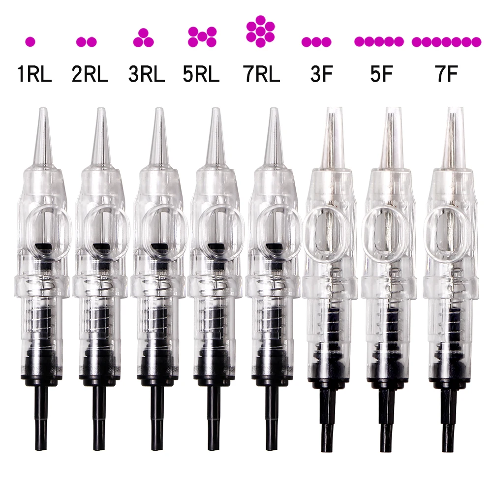10/20/50/100Pcs Sterile Tattoo Cartridge Needles Tattoo Lips 1RL/2RL/3RL/5RL/7RL/3F for Permanent Makeup Pen Eyebrow Lip Machine