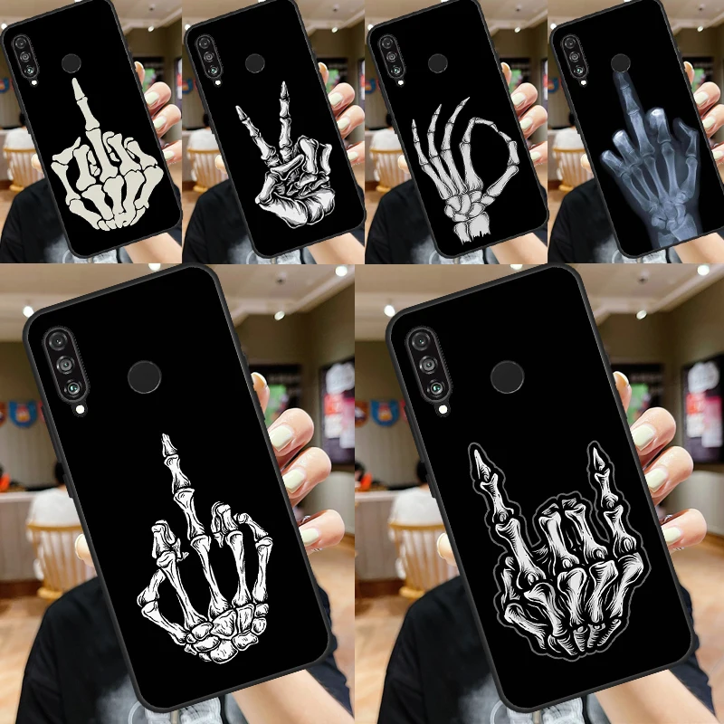 Skeleton Middle Finger Case For Huawei Nova Y61 Y91 Y60 Y70 Y90 Nova 9 10 SE 11i 8i 3i P20 P30 Pro P40 Lite Cover