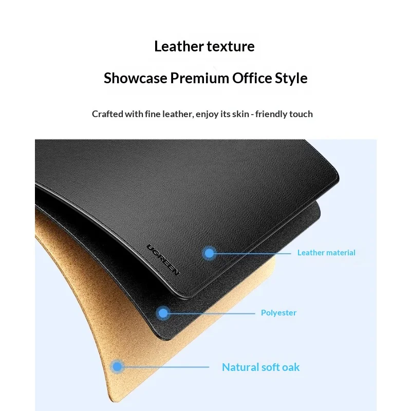 Ugreen Premium Extended Large Leather Mouse Pad Smooth Anti Slip Desk Mat For Office Desktop Laptop Computer Writing Work