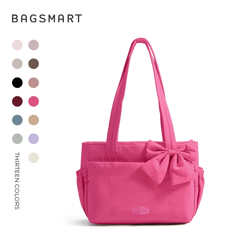BAGSMART Tote Bag Universiteit gewatteerde schoudertas voor dames Reishandtas met grote capaciteit Dagelijks woon-werkverkeer Damestas