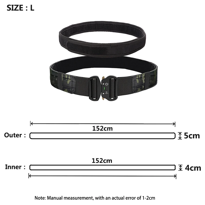 150cm long double layer tactical belt with adjustable length for men\'s outdoor hunting and combat belt