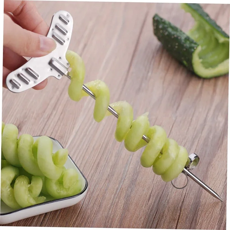 

New Kitchen Gadgets 2025 Stainless Steel Manual Vegetable Spiralizer Carving Tools Fruit Spiral Knife Carrot Cucumber Cutter