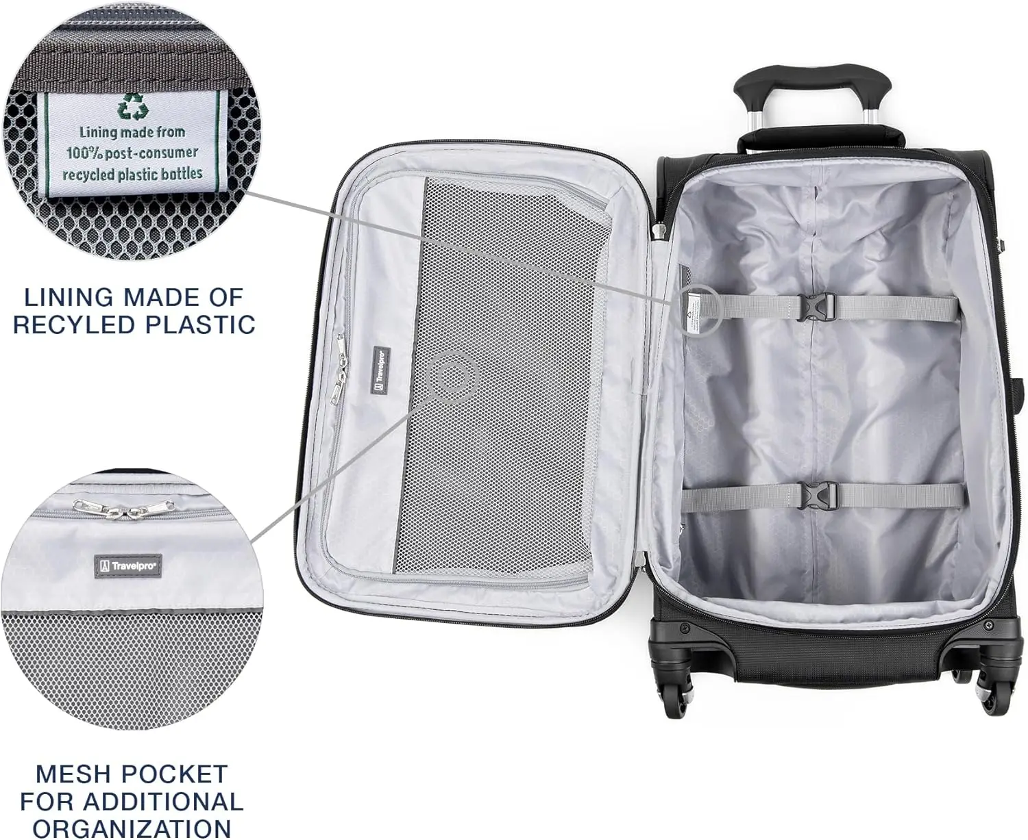 Travelpro-Maxlite 5 Softside Expansível Carry On Bagagem, 4 Rodas Spinner, Mala Leve, Preto, Homens e Mulheres