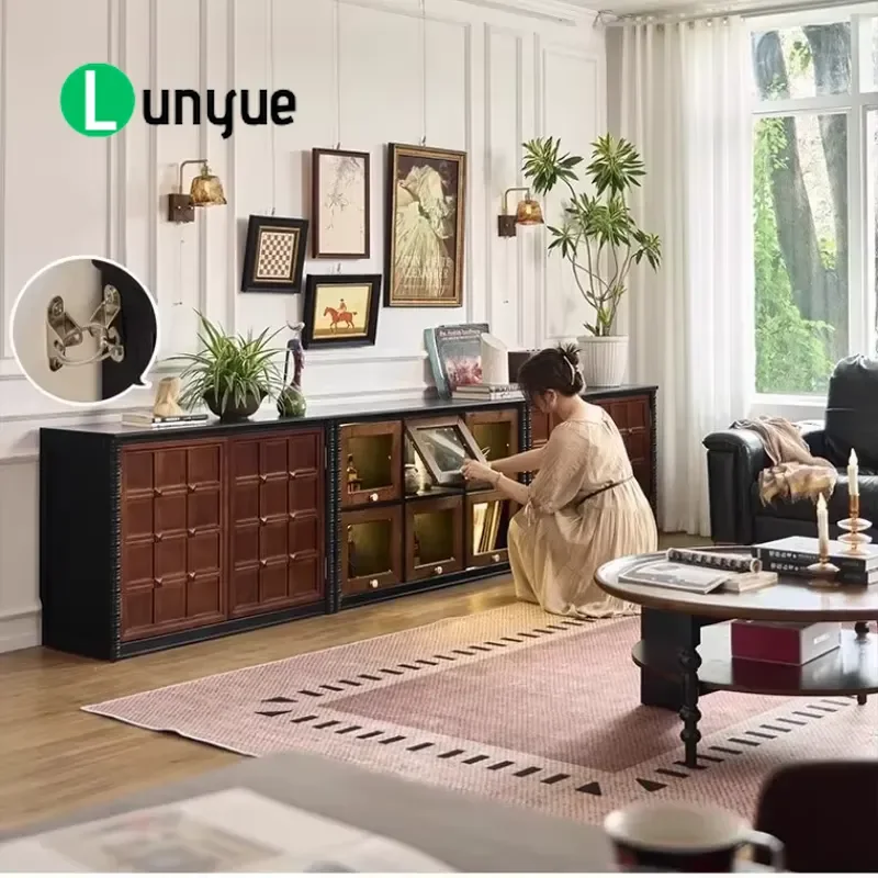 Solid Wood Modern TV Cabinet Modular Space Saving Storage Furniture For Living Room Villa Home Decor Durable Minimalist