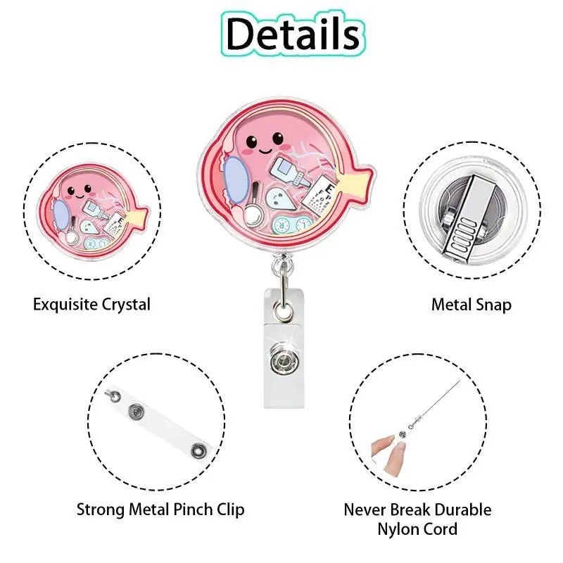 Hot New 1Pcs 2026 New Design Shaker Acrylic Anime Human Organ Retractable Doctor ID Card Holder Nurse Badge Reel Alligator Clip