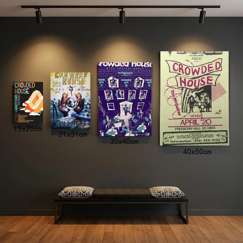 band C-Crowded House-E Poster Peel and Stick Wall Art for Cafe Office Bar and Home Decoration